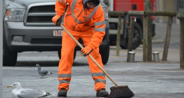Outside McDonald’s: Sweeper, Man Your Broom