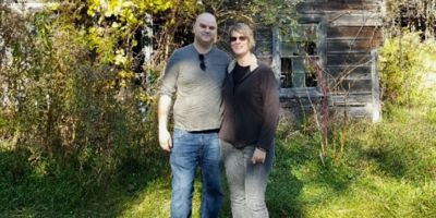 Clark Sheldon with his partner Carol, outside William Lindsay Gresham's Staatsburg home