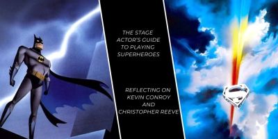 Graphic showing Batman the Animated Series and 1978 Superman posters Reflections on Kevin Conroy Christopher Reeve