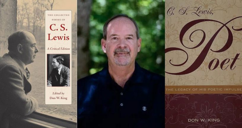 Picture of academic Don King with his two books on CS Lewis as a poet