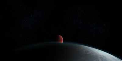 view of red planet from space