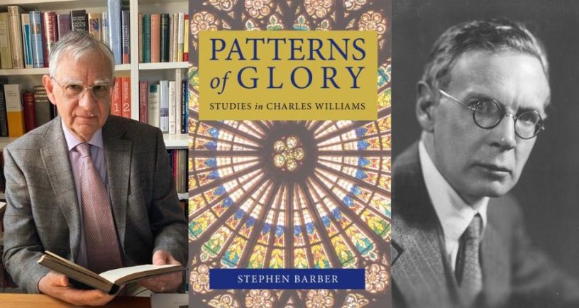 Scholar Stephen Barber next to picture of his book Patterns of Glory next to picture of Charles Williams
