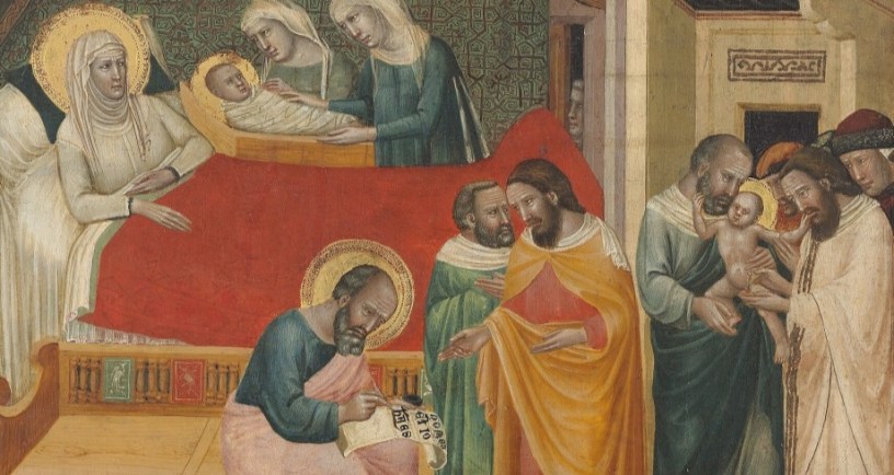 https://commons.wikimedia.org/wiki/File:Giovanni_Baronzio,_The_Birth,_Naming,_and_Circumcision_of_Saint_John_the_Baptist,_c._1335,_NGA_41683.jpg
